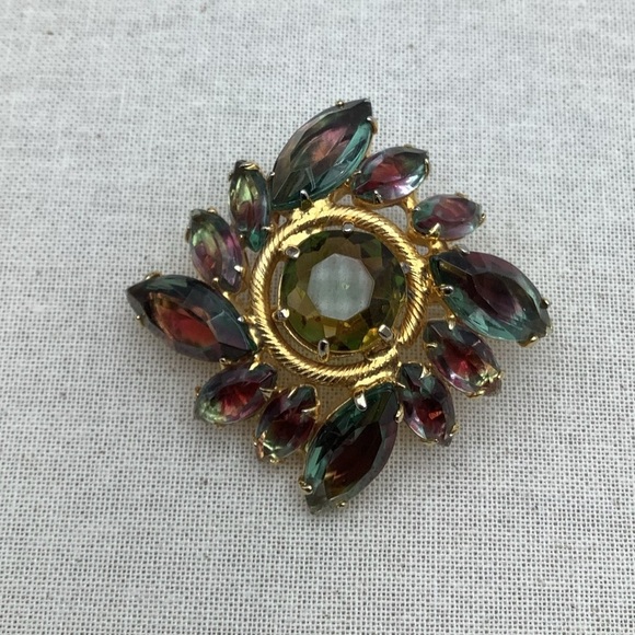Vintage Art Glass Jewel tones Brooch - Picture 7 of 8